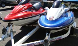 DetailsLength: 9&nbsp;ft.&nbsp;5&nbsp;in.Beam: 3&nbsp;ft.&nbsp;8&nbsp;in.Propulsion&nbsp;Type: JetHull&nbsp;Material: FiberglassHull&nbsp;Color: Red/BlueDry&nbsp;Weight: 613&nbsp;lbs
These 2000 and 2001 Kawasaki Ultra 150's are clean and fast!!