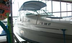 Big boat luxury, in a compact design. 320 hp 6.2lt MPI Mercruiser, packaged with a Bravo III duo prop outdrive, 5.0 kw genset, A/C, trim tabs, marine head..and more! Call for further details!
Beam: 8 ft. 6 in.
Hull color: Creme
Compass; Depth fish finder;