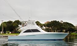 Layout
The layout of the 52 Viking Convertible is the envy of the industry. Bluebird has been enhanced by the addition of a comfortable and practical MEZZANINE.
Salon / Galley / Dinette
The salon features a large L-shaped lounge aft to port and a custom