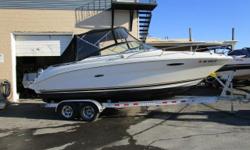 2002 Sea Ray 225 Weekender Cuddy, 5.0L MPI B3 Mercruiser, (no trailer), White Hull, Bimini Top, Side Curtains, Slant Back Canvas, Cockpit Cover, Trim Tabs, Compass, Digital DF, VHF, GPS, Water System, Dockside Power, Dual Batteries with Switch, Stereo,