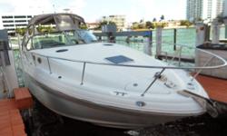 A comfortable and stylish express cruiser, the Sea Ray 320 Sundancer features a lot of cruising amenities in a well finished, quality package. With a forward facing radar arch, the boat has stylish lines and a sporty profile to go along with her good