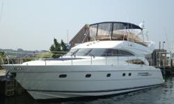 Vessel Walkthrough
"RELENTLESS" is a fine example of the Viking 61 Sport Cruiser. She is outfitted with the preferred 800 BHP MAN engines.The spacious salon has a dining area and sunken galleythat's perfect for entertaining. Subtle features including wood