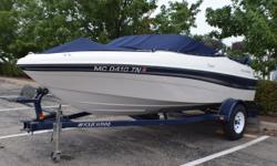 Nice example of a very popular 17'runabout. 3.02 four cylinder Mercruiser supplies plenty of power for the boat while maintaining exceptional fuel economy. Great way to get the family out on the water. Trades ConsideredCANVAS BIMINI TOP BOW COVER- BLUE