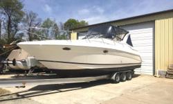 Nice Spacious Regal 3260 with Twin Mercruiser 350 MPI Engines Paired with Bravo 3 Outdrives with just over 300 Hours! &nbsp;Great Cockpit and Cabin Layout with Huge Swimdeck
Bimini Top
Full Enclosure
Generator
Windlass Anchor
Remote Spotlight
Vacuflush