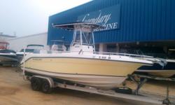 2004 Century 2200 CC with a Yamaha four stroke 200 on a tandem axle aluminum trailer. ONLY 216 hours!! Very clean boat! The options include a T top, Garmin GPS/MAP 188 C, I com VHF, AM/FM/Cd player, dual batteries with switch, and more! Asking 31,900!