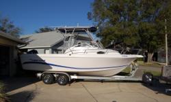 Boat is in very good condition, features Garmin gps, eagle fish finder, Tiara retractable outriggers, Clarion stereo cd player, porta potty,2 built in tackle boxes, live well, fish box, salt water wash down, vhf radio, magic tilt trailer.
Boat is in very