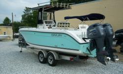 This 2004 Century 2600 Center Console is powered by Twin Yamaha 150 hp HPDI motors with 500 hours. Features include: T-Top, outriggers, 3 batteries, live well, Garmin GPS, fishfinder, VHF, hydraulic steering, enclosed center head, trim tabs, 2007 Venture