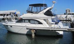 The Meridian Yachts 341 Sedan Bridge is a sought after cruising yacht designed to maximize all your cruising needs. "Christina" is a loaded with all the right options: Mercruiser 6.2 L Engines w 370 hrs, Raymarine Electronics, Docking on Command, Full