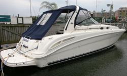 This is an absolutely incredible boat. With only 335 hours on the 8.1S Horizons, this is perhaps the best valued 360 Sundancer available for sale. It has a solid pocket door for Master Stateroom privacy and a sliding shower door in the head for easy