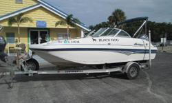 The Hurricane 187 SD is a great boat for a fun time on the water. Powered with and Yamaha F115 it will perform all types of tasks. Trailer with spare tire included along with ample storage and a large bow seating area for large groups. This is a great