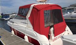 Super clean Express Cruiser with twin fuel injected 4.3 Mercruiser's and a tri-axle trailer. Trades considered. CANVAS BIMINI TOP BOW COVER (RED) CAMPER CANVAS COCKPIT COVER DECK ANCHOR W/LINES BACK ARCH DECK SUN PAD ELECTRIC WINDLASS TRANSOM SHOWER