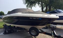 Great late season buy! Only 178 hours on the fuel injected 260HP 5.0L Mercruiser with stainless steel prop. Nice features including a lowrance GPS, lenco trim tabs with indicators and bimini top. Great layout with a walkthrough entry at the stern, bucket