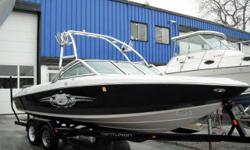 This boat was built with the enthusiast in mind. She is a world class Wakesurfing and Wakeboarding boat that holds a high reputation. Open cockpit with solo helm seat and wraparound lounge provides an ample amount of space when prepping for your next