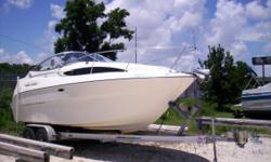 2005 Bayliner 245 Cruiser with a Mercruiser 5.0L Engine and Performance Aluminum Trailer. The boat has under 100hrs and owner has kept the boat under cover for its entire life. Bimini Top, Cd Player, Shore Power, Microwave, Mini Fridge, Sink, Head with
