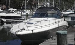 The Sea Ray 36 is a roomy and comfortable express cruiser with an expansive and well appointed interior. The cabin is laid out with a forward berth, spacious midcabin, and a large galley and head. The boat features a transom storage locker that offers a