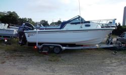 MUST SEE !!! 2005 eastport with a 150 optimax mercury with 289hrs., with aluminum duel axle trailer, 3 sided top,fish package includes 4 gunnel rod holders salt water washdowm live well boat has pump out porti potti, sleeps 2,all cushions including