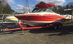 Super Clean Freshwater Boat with only 60 Hours, One Owner! &nbsp;Outfitted with a Volvo Gi 5.7 Fuel Injected V-8 tand Duo Prop Outdrive this boat has plenty of power for watersports and cruising with a boat load of friends.
Comes with Custom Trailer with