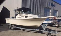 SALE PENDING
2005 Parker 2310
Just arrived; 2005 Parker 2310 Walkaround on a trailer. Very clean boat. Radar arch w/rocket launchers, custom upholstery. A must see. Call to arrange a showing today.
This boat has just arrived to have annual winter service.