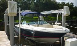 Great example of a runabout bowrider, for taking some friends out for a day on the water. Comfortable seating in the bow and main cockpit, a sony stereo, and 5.7L Volvo power with salt flush system and stainless steel exhaust. This boat has a max speed of