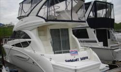 This Motor Yacht has it all! This 34 foot boat has all the conveniences and room you need! The bridge has an enclosure as well as lay-in carpet, depth finder, chart plotter, VHF radio, CD stereo, windlass, spotlight, and bow & stern thrusters, to make