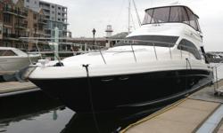 More powerful and adventurous than any other yacht in its class, the Sea Ray 58 Sedan Bridge is ready to take command of the water. Its bold dynamic styling includes a fiberglass hardtop with an air-conditioned bridge as well as a full compliment of