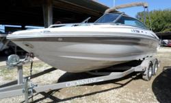 This Crownline 220 comes with 2006 Mercruiser 5.0 MPI, Alpha One Gen 2 Outdrive, 5 blade 21 pitch stainless steel prop. 147.7 hours. 2005 Magnum tandem trailer w/brakes/spare tire/diamond step plates. 8/10 person. Snap on cover. Bimini top. CD stereo Mp3