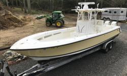 FOR QUESTIONS CONTACT: HOWARD (215)-915-0013 or hs@armetals.com 2006 Sea Vee 32OB (2016 Four Strokes! 210 Hours! Warranty!) DETAILS AND EQUIPMENT: -Yellow Hull -Hardtop with white powder coated aluminum metal -2016 Suzuki 300 hp motors (approximately 210