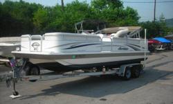 This boat is the definition of fun! Powered by a 150 hp outboard engine, and designed with tons of room, you could throw a party! It comes with a bimini top, mooring cover, depth finder, CD stereo, docking lights, and a changing room. This boat is a true