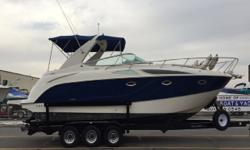 Vessel has ONLY been in fresh water!
Twin MerCruiser 5.0 L MPI, 260 hp fuel-injected
engines, aprx 223 hours
Twin Bravo III DuoProp sterndrives w/stainless props
Metal Craft 3-axle trailer w/electric brakes, spare
tire, custom rims, aluminum step plates,