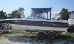 2007 Bayliner 215 Discovery Runabout, 4.3L Mercruiser, 190hp, 2010 Tidewater Trailer, Blue hull stripe, bimini top with boot, side curtains, aft back drop, bow well cover, cockpit cover, stereo, sleeper seats, compass, 12V adapter, FF, deck vinyl, swim