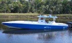 (LOCATION: Clearwater FL) The Big Thunder 50 Center Console is the ultimate offshore high-performance fishing machine. This former factory promo boat has a large open cockpit with fishing room fore aft with all the amenities needed for successful fishing