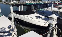 Well built mid-cabin express. Innovative transom seating can be forward facing, aft facing lounger or a large sunning area. 350 MAG mercruiser gives it plenty of power for watersports. Great family boat. Trades Considered ACCESSORY ANCHOR W/LINES FENDERS