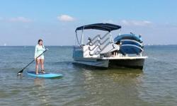 Boat is Currently set up as a turn key, paddleboard rental business. Vinyl wrap graphics can be removed and easily replaced with your design. Sale includes: 2007 Crest 22 sport pontoon. 2012 Yamaha 70 Hp four stroke with under 400 hours. 6 Sup ATX paddle