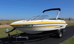 2007 Glastron GT185
18'5" Yellow and white, with beige interior, seats 8 with built on rear ladder, CD player, tilt wheel, snap in carpet, rear ski platform, ski storage, bimini top and factory snap on covers. Really clean Volvo Penta 3.0 GLP-E 4 cylinder