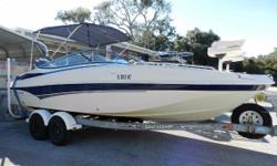 2007 SouthWind 212 SD Deck Boat with four stroke Yamaha 150 and tandem axle trailer. &nbsp;This boat is nicely equipped with a bimini top w/forward&nbsp;isinglass shield, two removable bow fishing chairs, bow table, custom snap on boat cover (extra boat