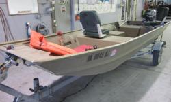 Real nice Flat bottom.
10hp Honda 4 Stroke Tiller
Galvanized Trailer with Spare
Beam: 4 ft. 6 in.
Fuel tank capacity: 6
Hull color: Green
Optional features: Has fishing Seats and two Anchors.