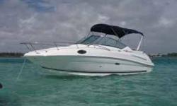This Sea Ray is in great shape. There is plenty of seating room in the cockpit and transom. She is powered by a Mercruiser 5.0L motor with a Bravo Three lower unit. The cabin features two berths a dinette and a small galley. A perfect weekend cruiser.