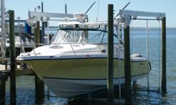 This 2008 Century 2900 Walkaround looked like a brand new boat. She is as clean as they come and only has 89 hours on the twin Yamaha 250 4-strokes. The boat is absolutely loaded to the gills with fishing equipment and necessities. The helm features