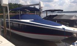 Beautiful Blue Bowrider with Twin Mercruiser V-8 engine and Bravo 3 Dual Prop Outdrives with only 95 Hours!
Stainless Steel Wakeboard Tower
New Bimini Top
New Carpet
New Cockpit and Bow Covers
CD Stereo
Depth Sounder
Dual Batteries with Switch
Trim Tabs