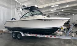 Pursuit's 235 Offshore is the perfect trailerable fishing boat! The cockpit is equipped with numerous rod holders, a livewell, fish box, and bait station. A small berth sleeps two and contains a head w/ pump out.&nbsp;
Certified Trade w/ Warranty
2017