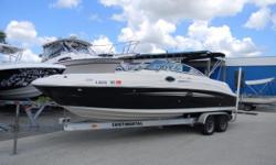 Location: Cape Coral, FL, US 2008 Sea Ray 240 Sundeck with a Mercuriser 5.0L with under 100 hours on it. Get ready for a party! There's room for all your friends - and all their toys - on this beautiful 240 Sundeck. You can entertain in style, thanks to