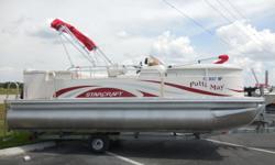 2008 Starcraft 206 Limited, Cruise Model, Pontoon Boat is 20 feet in length. Features include Two Bimini Tops which cover both front and rear deck area, Hummingbird 160 DF/FF, Captain Helm Chair with fold up arm rests, Jensen AM/FM/CD player Radio System,
