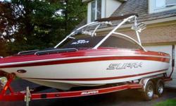 2008 Supra Sunsport 22 SSV w/ only 85 hours
This boat is LOADED and in Mint Condition.....Upgraded 340hp Indmar Assault Motor, Kicker Audio Package (2 Tower Speakers, 6 Boat Speakers, 2 Amps, 1 Subwoofer), Roswell Board Racks, Tower Mirror, Bimini Top,