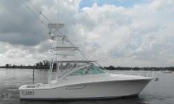 This Zeus powered 40 Express is priced to sell and ready to fish. Complete with Pipewelders Tuna Tower and a full upgraded electronics package. Call for complete details! Stock ID: 90998Specs
Displacement: 28000
Water Capacity: 95
Beam: 189
Draft: 41
Fuel