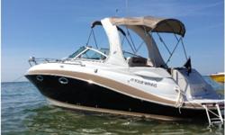 A very rare, very clean boat, this one needs nothing and is ready to launch. The cockpit makes good use of space with a large U-Lounge and dual helm seat. The wet bar has a removable cooler and plenty of storage down. Down below the dinette converts to