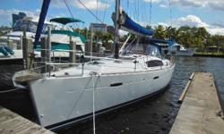 This Beneteau Oceanis 40 features a self-stacking full-batten mainsail with lazy jacks, and a roller-furling genoa. All sail control lines are led aft to the cockpit for safety and convenience, and the dual helm stations provide excellent visibility. The