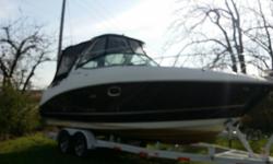 Loaded, loaded 2012 Sea Ray 260 Sundancer. This lightly used Cruiser has all the options! Only 21.1 hours! Trades considered. CANVAS BIMINI TOP (BLACK) CAMPER CANVAS SIDE/AFT CURTAINS DECK ANCHOR W/LINES FORWARD ARCH SPOTLIGHT TRANSOM SHOWER WINDSHIELD