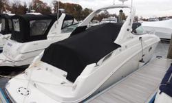 CERTIFIED USED BOATFresh Water Boat, Fiberglass Spoiler w/Canvas Enclosure, Stereo System, Microwave, Refrigerator, Stove, Vacuflush Head, Compass, VHF Radio, Depth Finder, Battery Charger, Hydraulic Trim Tabs, AC/Heat, Inverter, Macerator, Remote