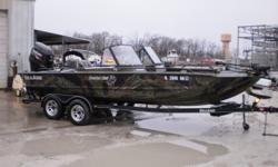 2013 Sea Ark Pro Cat 200 on a tandem axle Marine Master trailer with a DF175 Suzuki outboard. The boat has Break-up camo, Gator Hide liner, Pro Cat Enclosure, custom boat cover, Sea Star hyd steering, Sea Star jack plate with blinker control, Minn Kota