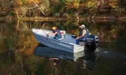 Works hard. Fishes hard.
Welcome to our only all-welded Deep V utility boat package.
Depending on your needs, the TRACKERÂ® Guide V-16 Laker DLX Tiller is ready to work hard or play hard.
Its flat, vinyl-covered floor is ready to take on people, pets or a
